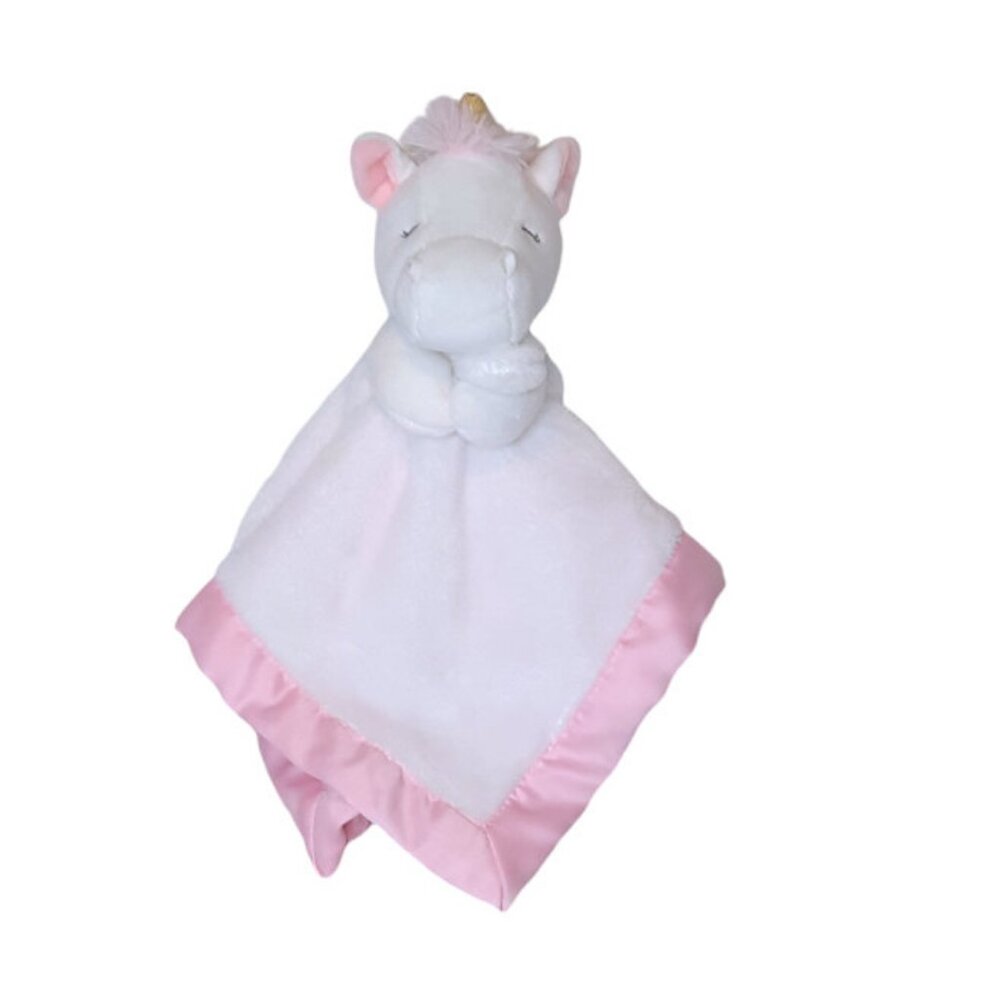 2020 Carter's Unicorn White Pink Lovey Security Blanket 14" X 14"